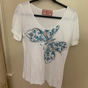 White butterfly t-shirt